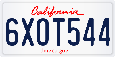 CA license plate 6XOT544