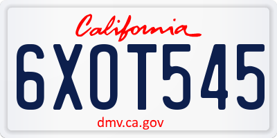 CA license plate 6XOT545
