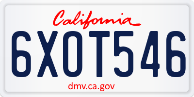 CA license plate 6XOT546