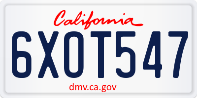 CA license plate 6XOT547