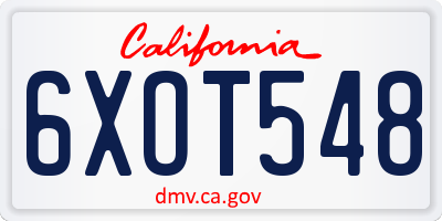 CA license plate 6XOT548