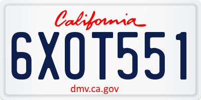 CA license plate 6XOT551