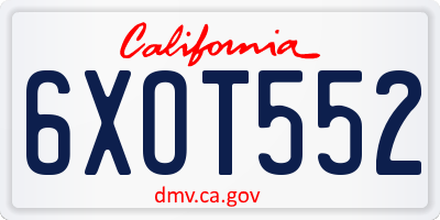 CA license plate 6XOT552