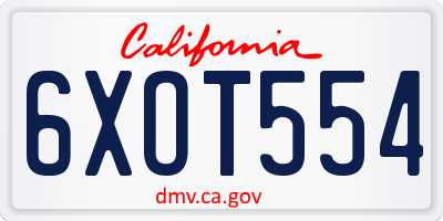 CA license plate 6XOT554