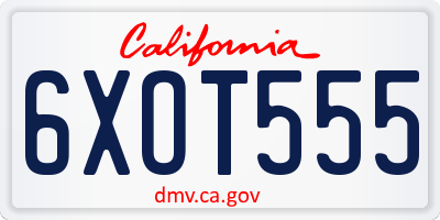 CA license plate 6XOT555