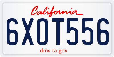 CA license plate 6XOT556