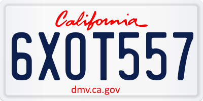 CA license plate 6XOT557