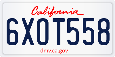 CA license plate 6XOT558