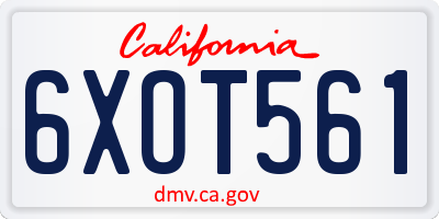 CA license plate 6XOT561