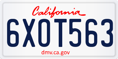 CA license plate 6XOT563