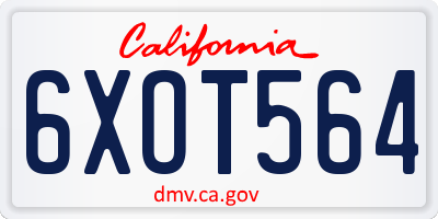 CA license plate 6XOT564