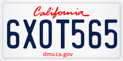 CA license plate 6XOT565