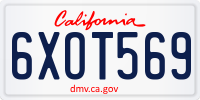 CA license plate 6XOT569