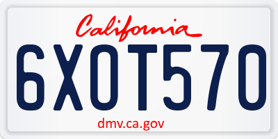 CA license plate 6XOT570