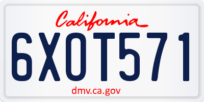 CA license plate 6XOT571