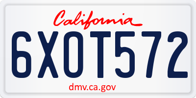 CA license plate 6XOT572