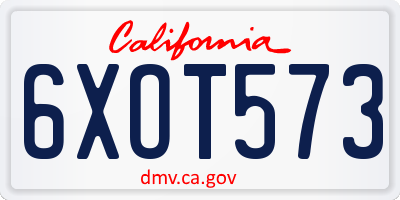 CA license plate 6XOT573