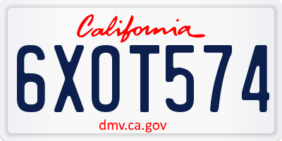 CA license plate 6XOT574