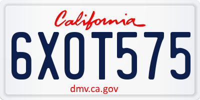 CA license plate 6XOT575