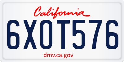 CA license plate 6XOT576