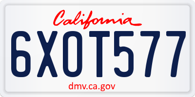 CA license plate 6XOT577