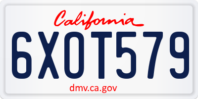 CA license plate 6XOT579