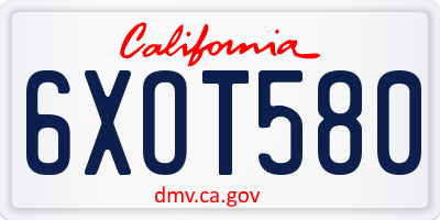 CA license plate 6XOT580