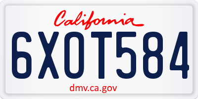 CA license plate 6XOT584