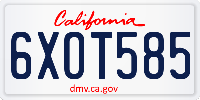 CA license plate 6XOT585