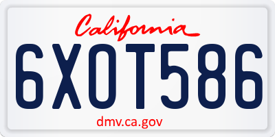 CA license plate 6XOT586