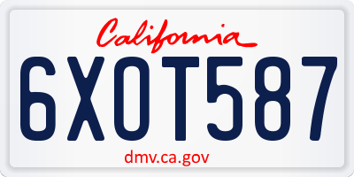 CA license plate 6XOT587
