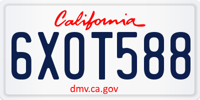 CA license plate 6XOT588