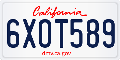 CA license plate 6XOT589