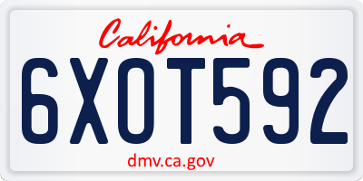 CA license plate 6XOT592