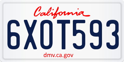 CA license plate 6XOT593