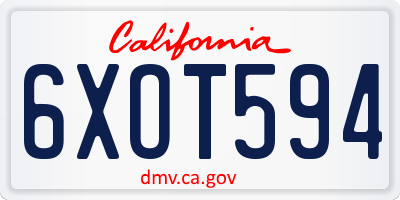 CA license plate 6XOT594