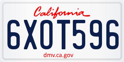 CA license plate 6XOT596