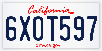 CA license plate 6XOT597