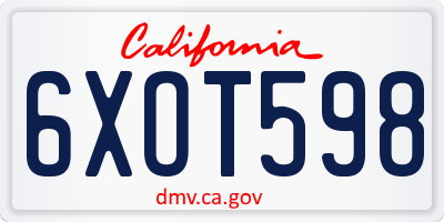 CA license plate 6XOT598