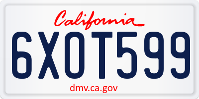 CA license plate 6XOT599