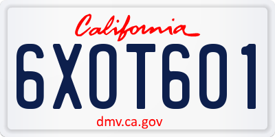 CA license plate 6XOT601