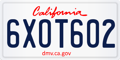 CA license plate 6XOT602