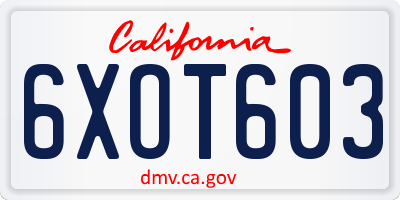 CA license plate 6XOT603