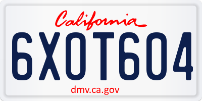 CA license plate 6XOT604