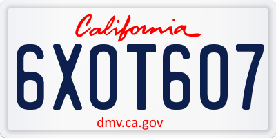 CA license plate 6XOT607