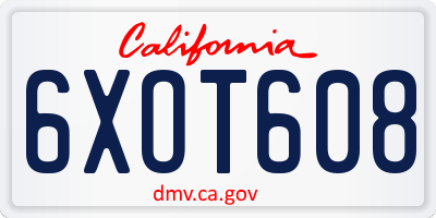 CA license plate 6XOT608