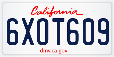 CA license plate 6XOT609