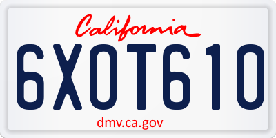 CA license plate 6XOT610
