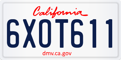 CA license plate 6XOT611