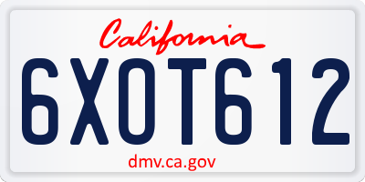 CA license plate 6XOT612